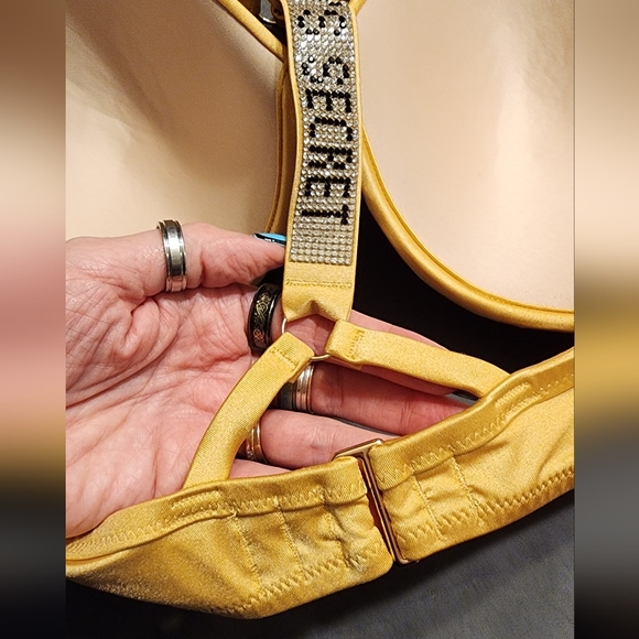 Victoria's Secret Bling T-Back Push Up Bikini Top Sz 38D NWT Gold - Picture 4 of 6